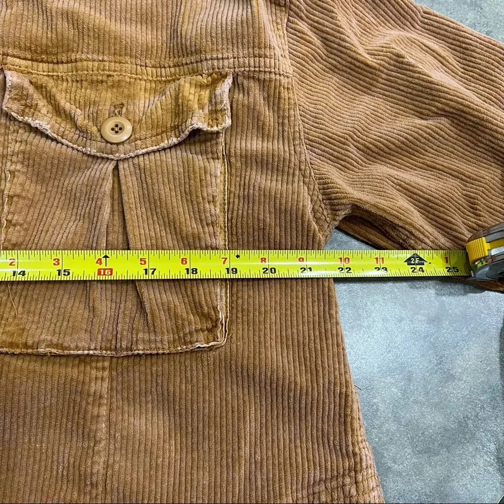 Free People Evelyn Corduroy Crop Boxy Jacket Cognac Sz S Boho Biker Grunge EUC - Image 10