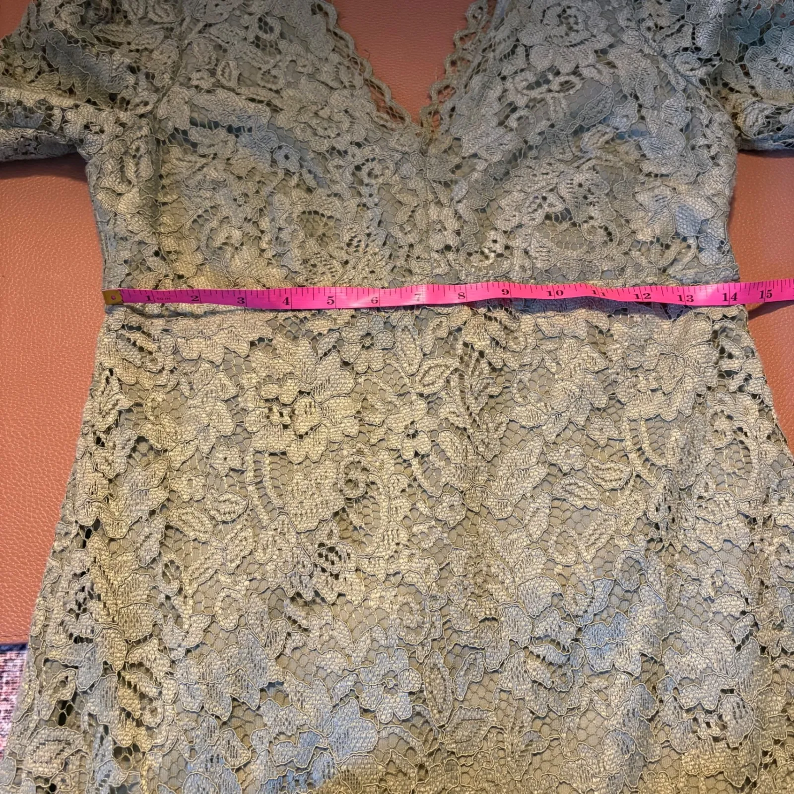 Betsey Johnson Lace Dress V Neck Bell‎ Sleeve Green Party Cocktail Size 2 - Image 8