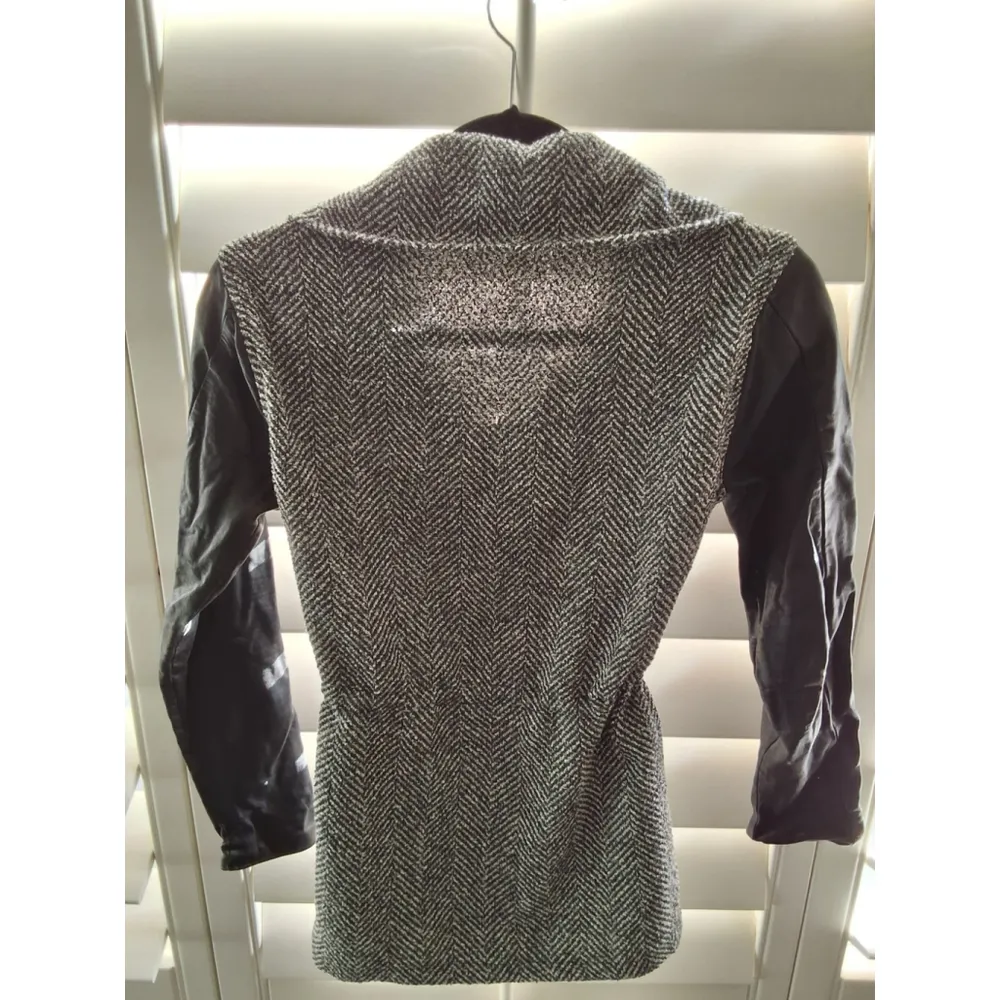 John Eshaya JET Black Tweed And 100% Leather Jacket - Image 6