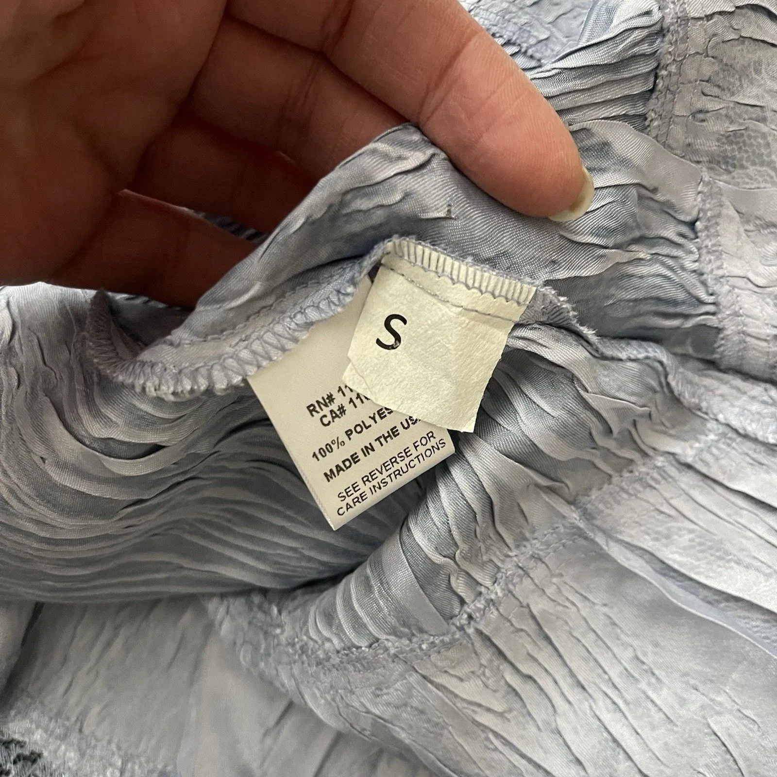 KOMAROV Beaded Charmeuse Chiffon Tiered Dress Small Blue Ombré Formal Designer - Image 5