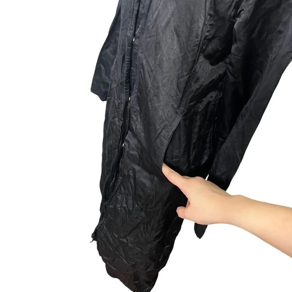 Eileen Fisher Rumpled Trench Coat Women’s Size Small Black Cotton Nylon Metallic - Image 10