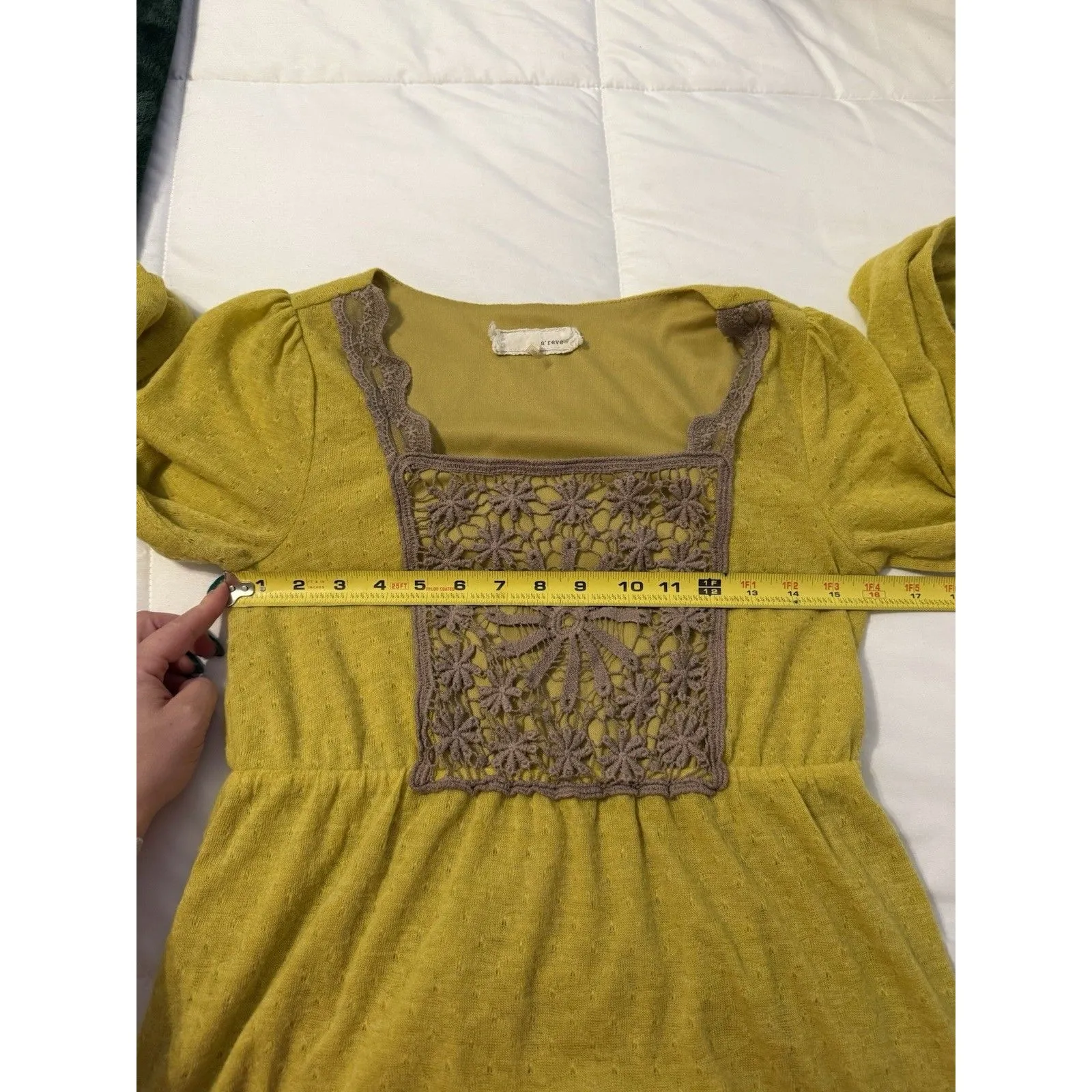 Women’s Anthropologie A’reve Sweater Dress Chiffon Ruffle Long Sleeve Medium M - Image 5