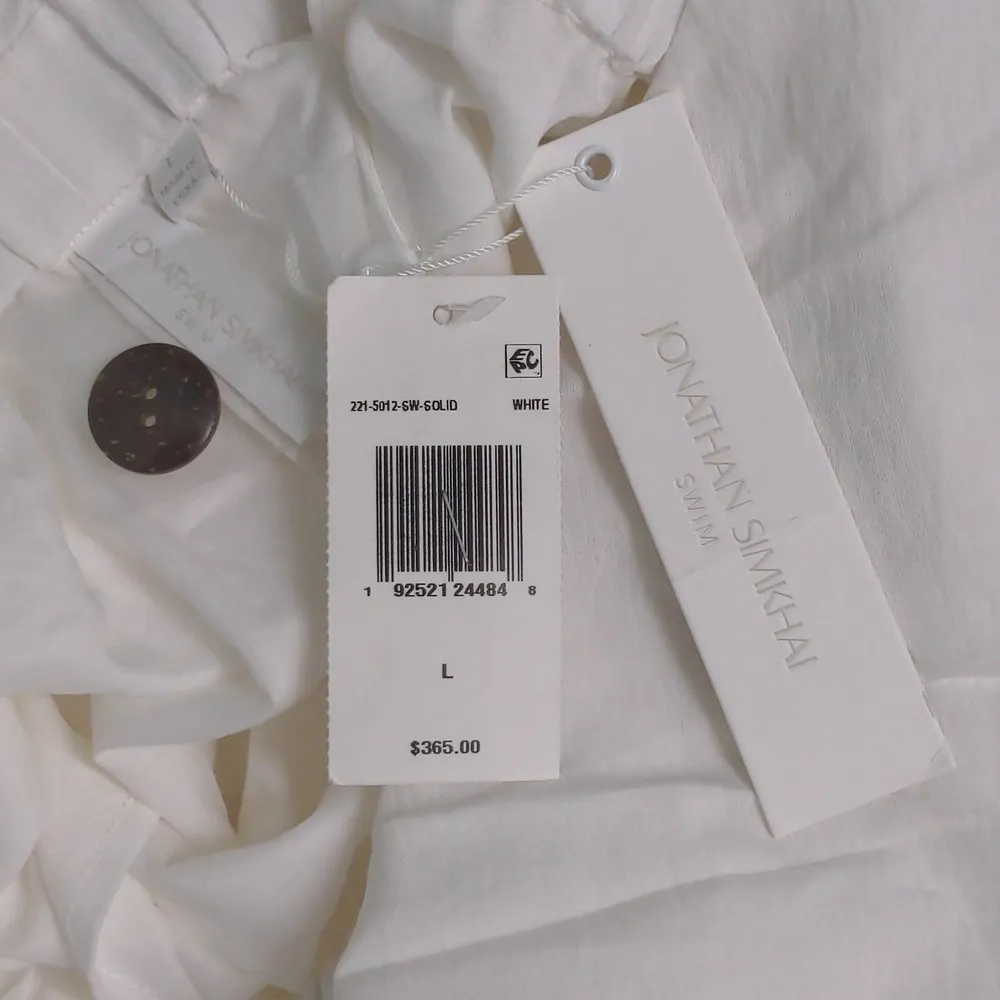 Jonathan Simkhai Swim Serenity Wide Leg Jumpsuit Open Back Pockets White L New Size L - Image 10