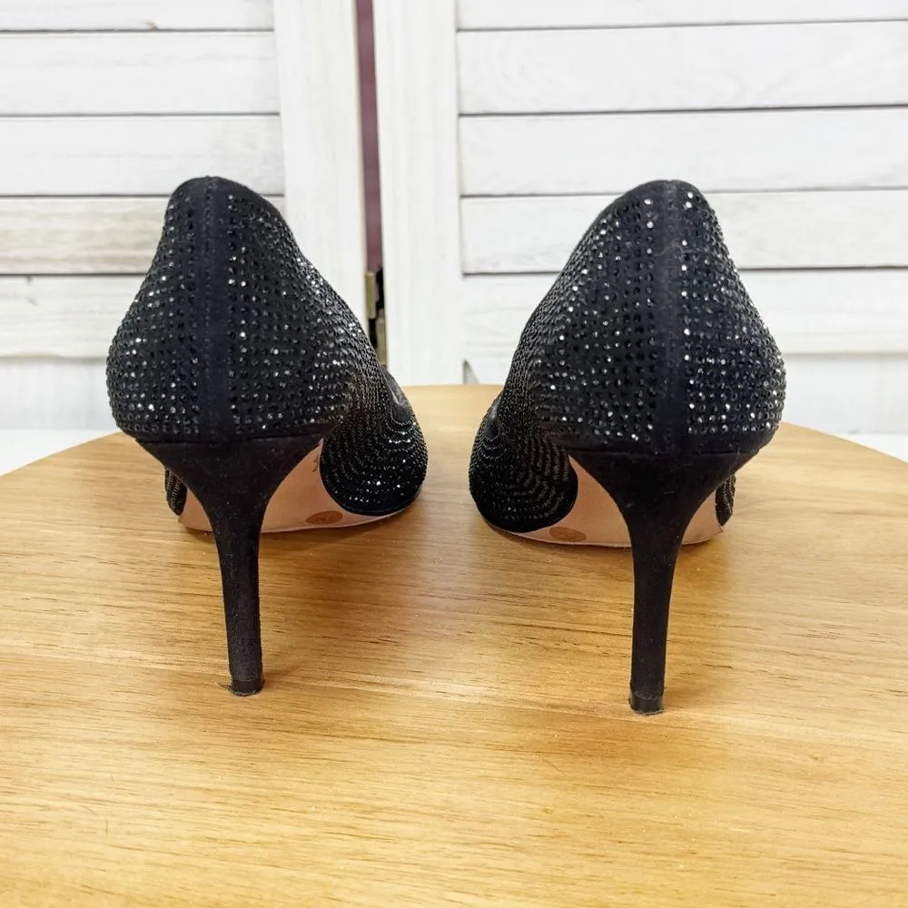 INC International Concepts Zitah Rhinestone‎ Bling Covered Pumps Heels Black 7 - Image 4