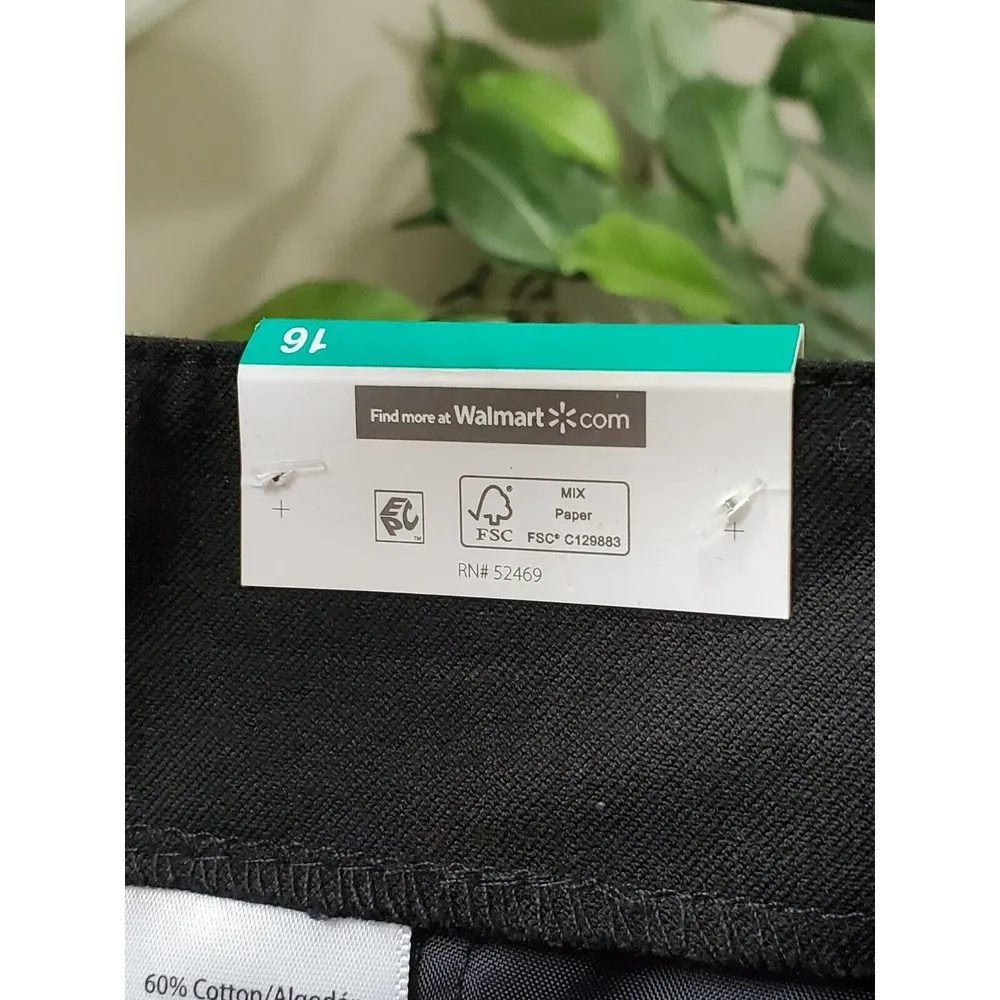 Time & Tru Womens Black Cotton Mid Rise Pull On Comfort Waist Dress Pant Size 16 - Image 6