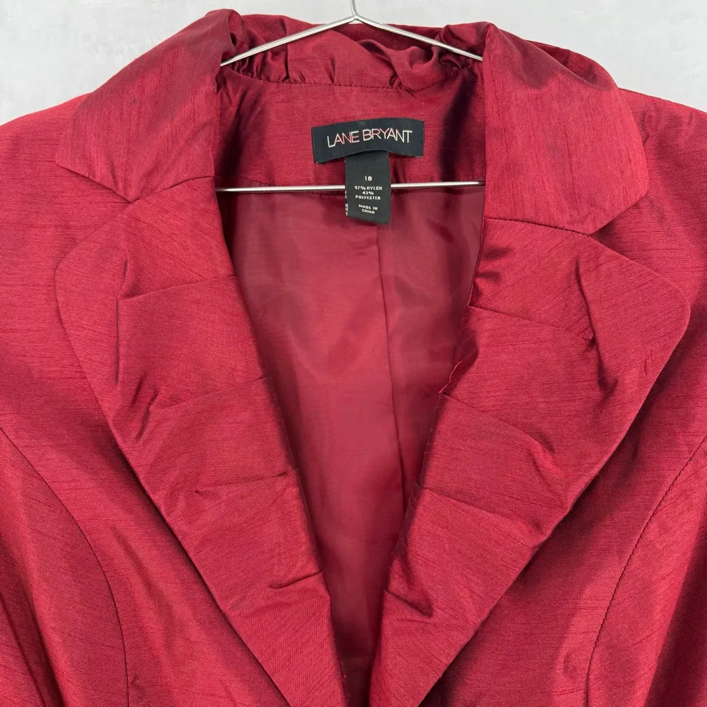 Burgundy Red Satin Ruched Blazer Lane Bryant Sz 18 Vintage Whimsigoth Victorian - Image 3