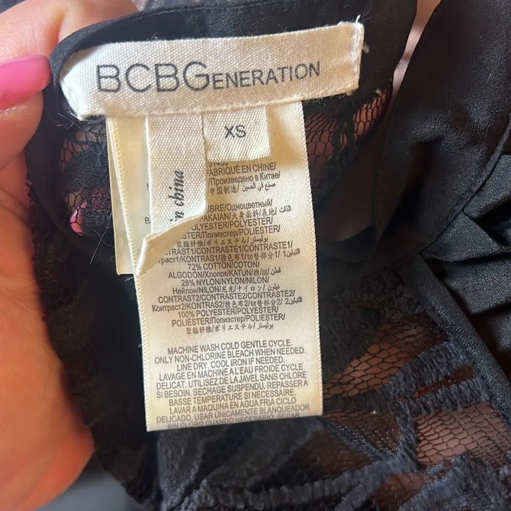 BCBGeneration Lace Shoulder Black Tank Size XS - Image 6