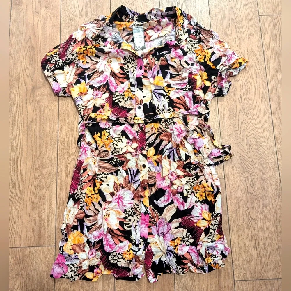 City Chic NWT Plus 18 M Tropical Floral Shirtdress Dress NEW Hawaiian Vacay - Image 6