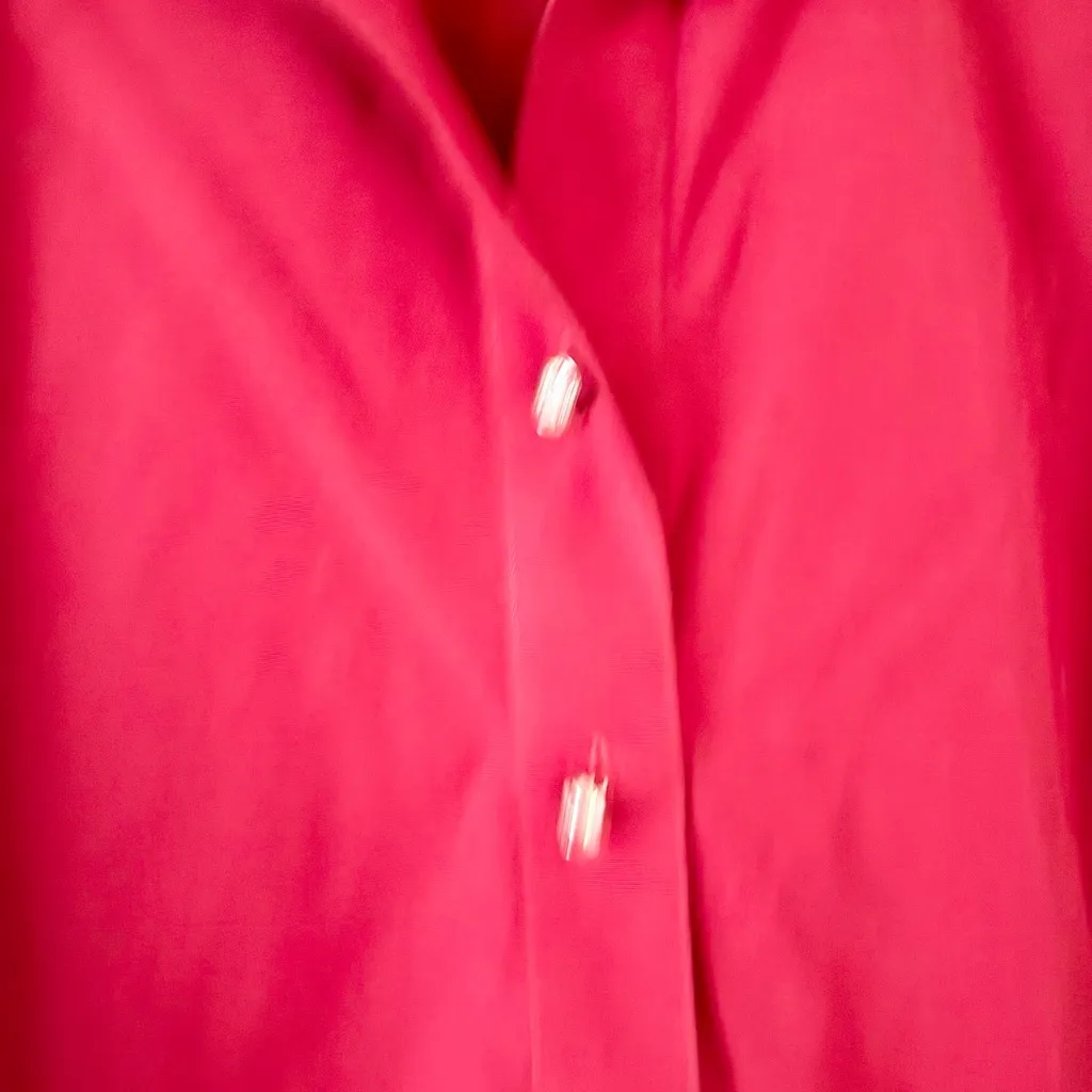 Talbots Quarter Button Front Shirt with Rhinestone Buttons in Red Size 10 - Image 4