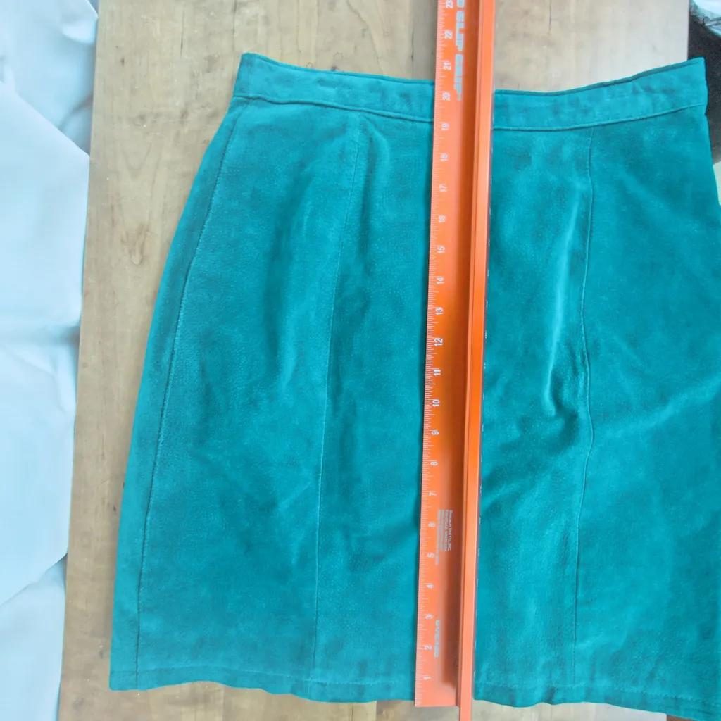 Vintage Midi Suede Skirt Green Size 29 - Image 7