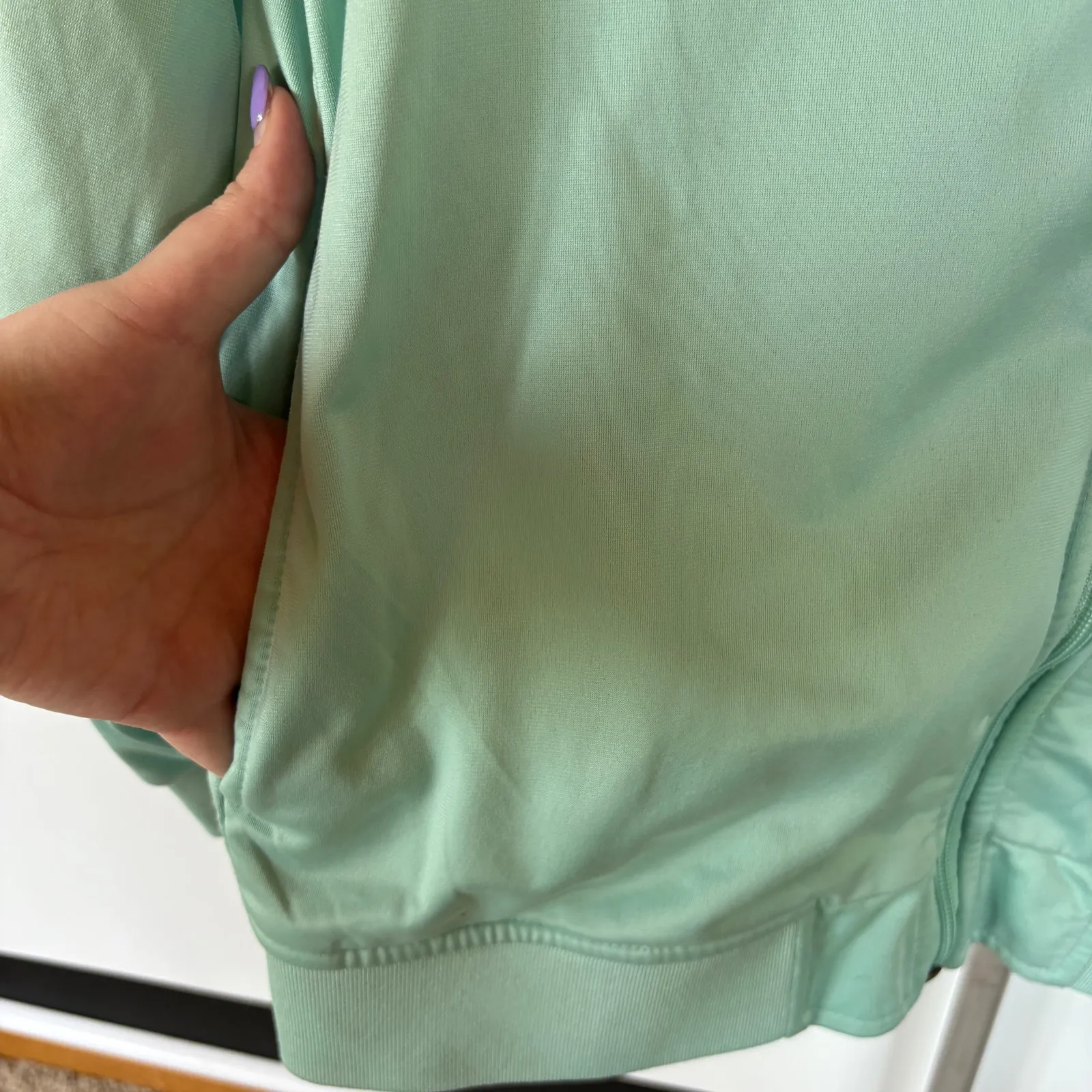 Kappa Teal Zip Up Track Jacket Athleisure Logo Sleeve Streetwear Comfort Small - Image 7