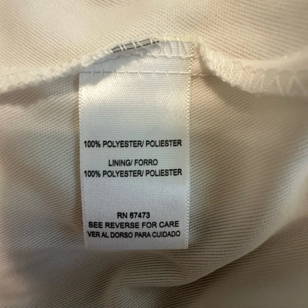 Julian Taylor Faux wrap ruffle belted cap sleeve blue and white stripe d… - Image 10