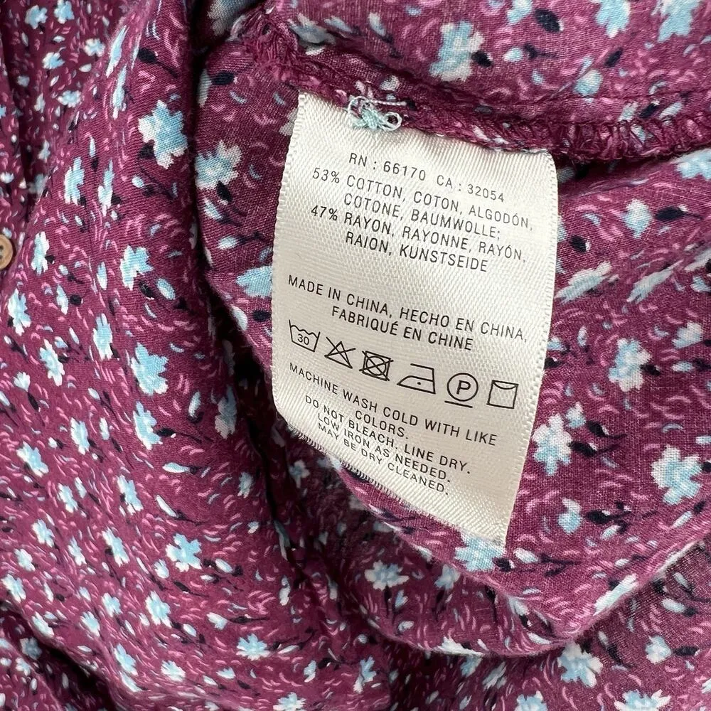 Anthropologie Maeve Calico Ditzy Floral Purple Button‎ Down Shirt Blouse Size 4 - Image 11