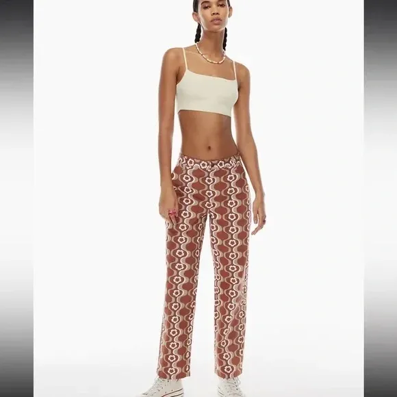 Aritzia Sun-deh Jaden 70's Vector Blue Geo Floral Twill Cotton Pant wide‎ leg 12 - Image 3