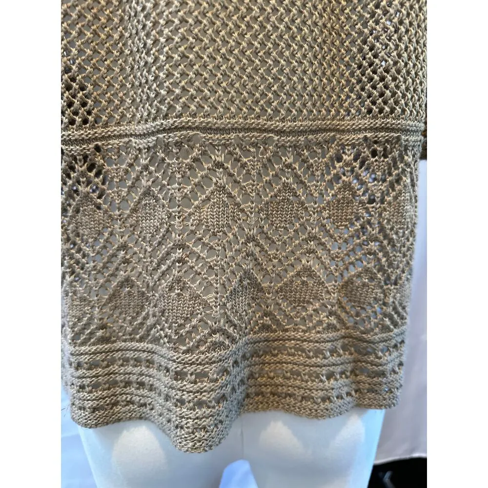 Carolyn Taylor Cropped Cardigan Sweater Camel Brown Size L - Image 4