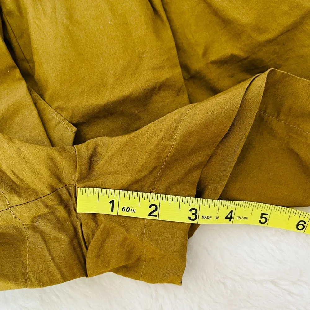 Basic Olive Green High Rise Belted Paperbag Fabric Shorts - Image 11