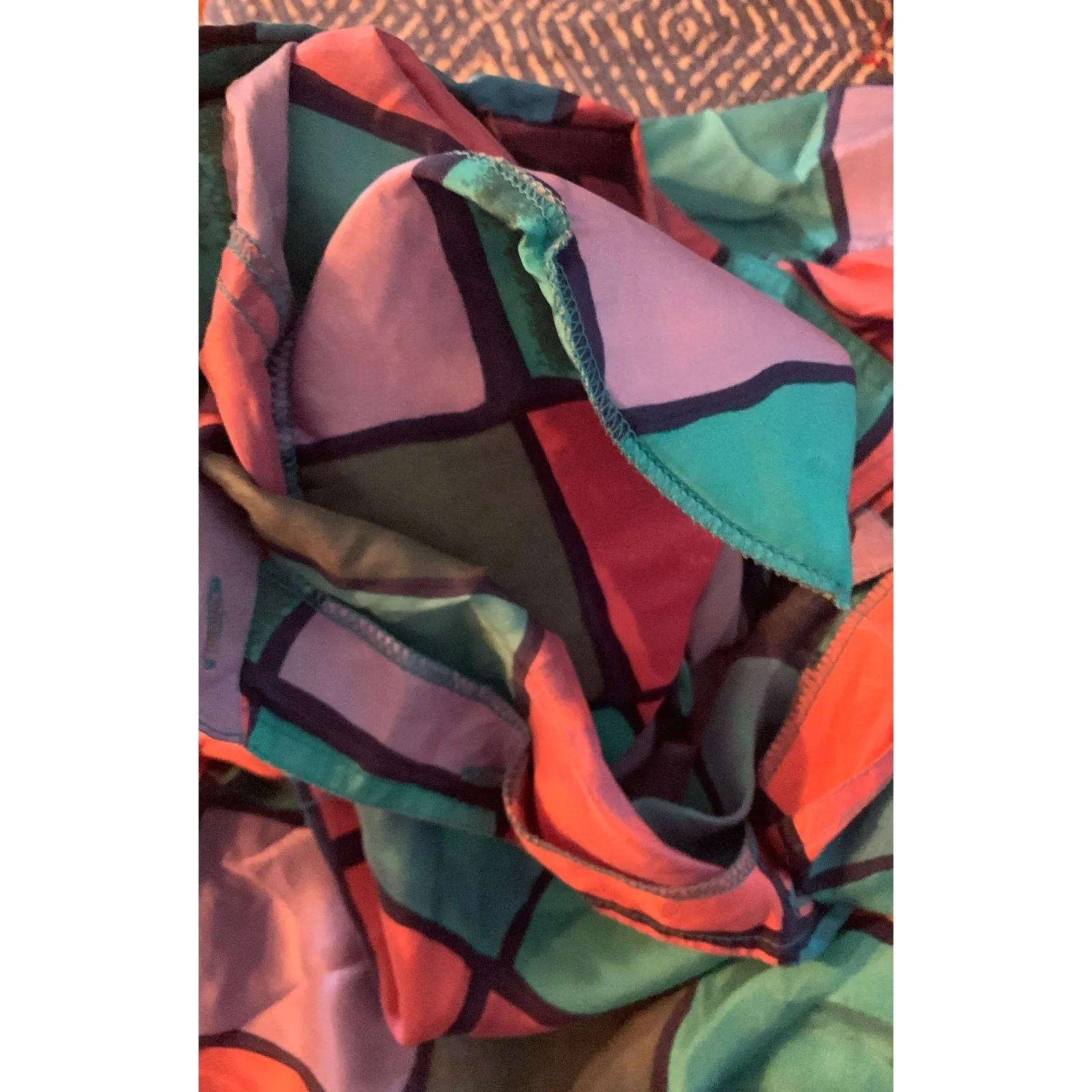 Vintage words Paris sports club silk button up 80s dead stock woman’s size small Green - Image 5