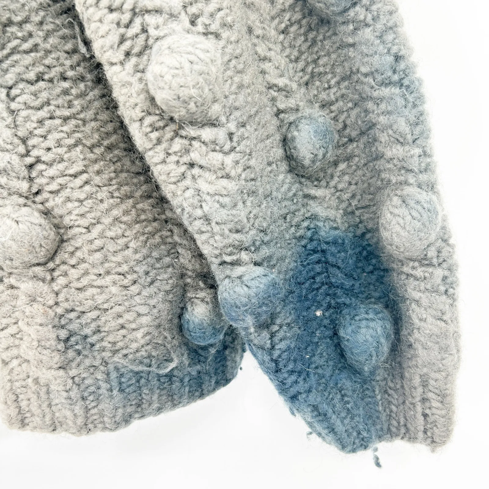 Mirstores Women Cozy Chunky Hand Knit Pom Pom Knot 100% Wool Sweater‎ XS Gray - Image 2