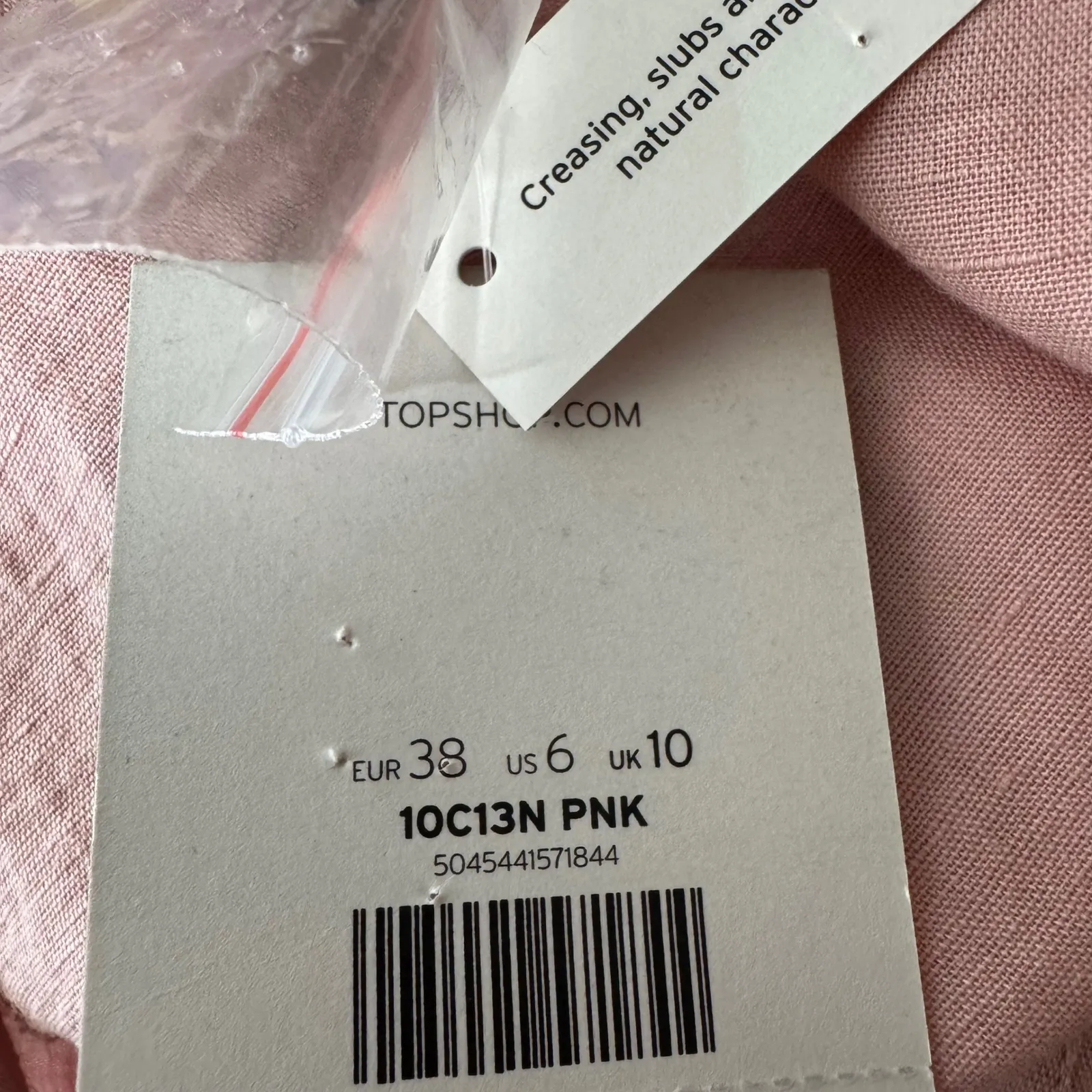 TOPSHOP Pink Linen Blend Button Front Flutter Sleeve Mini Dress Size US 6 - Image 7