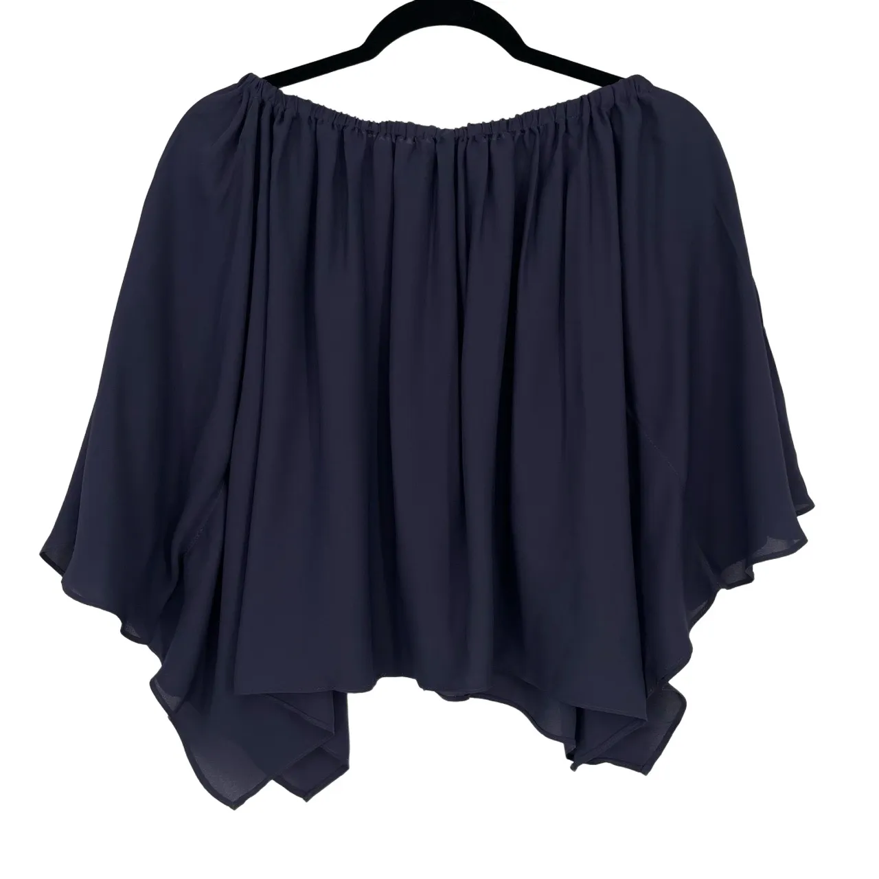 Revolve Krisa Womens Off Shoulder Batwing Slate Blue Flutter‎ Demure Blouse XS - Image 8