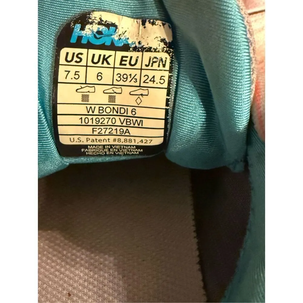 Hoka One One Womens Bondi 6 1019270 VBWI Gray Running Shoes Sneakers Size 7.5 - Image 4