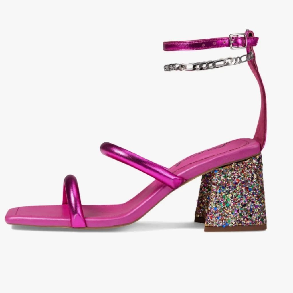 NEW Free People  Parker Chain Heel Color:Magenta Metallic Magenta Pink - Image 4