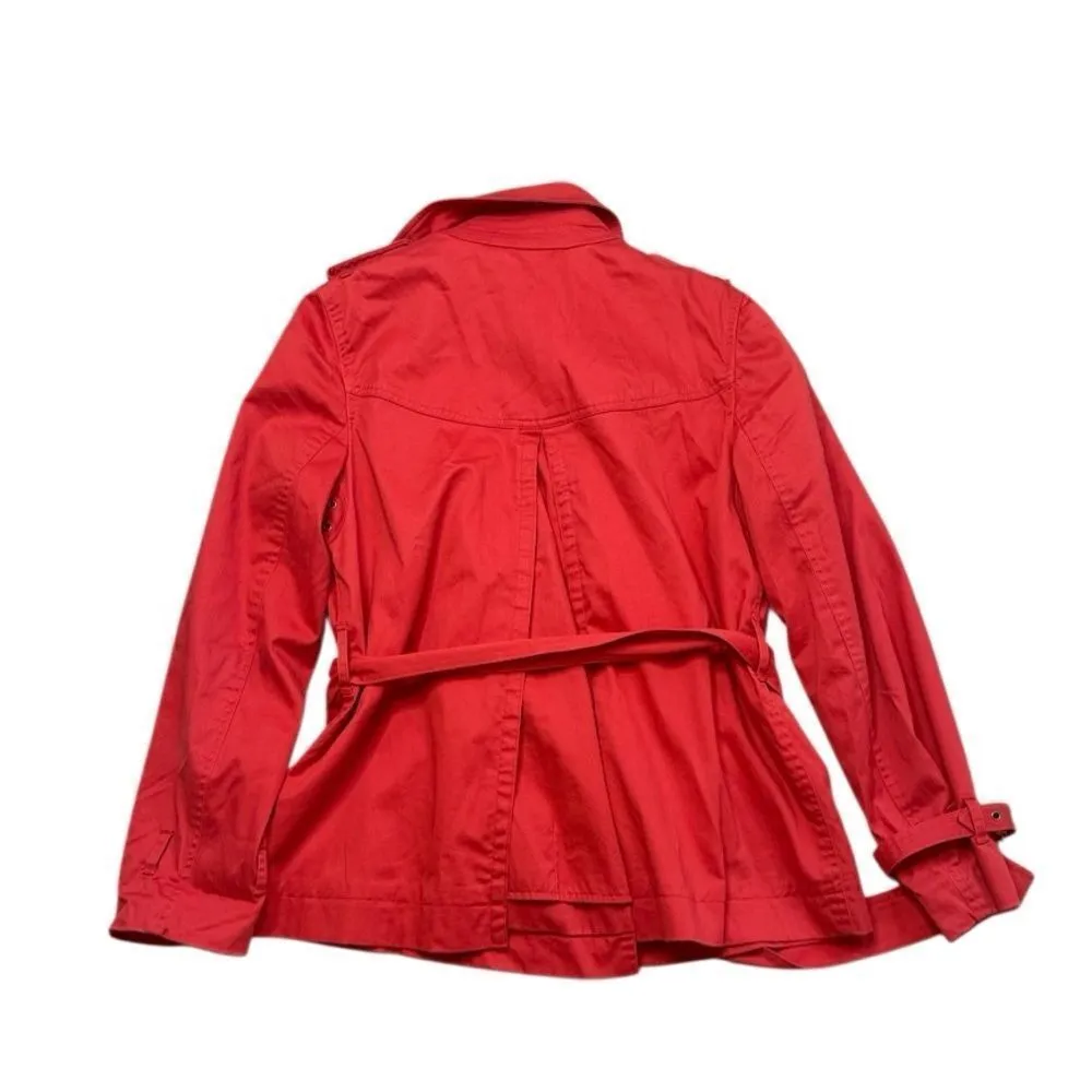 Jones New York Stretch Red Short Trench Coat Medium - Image 5