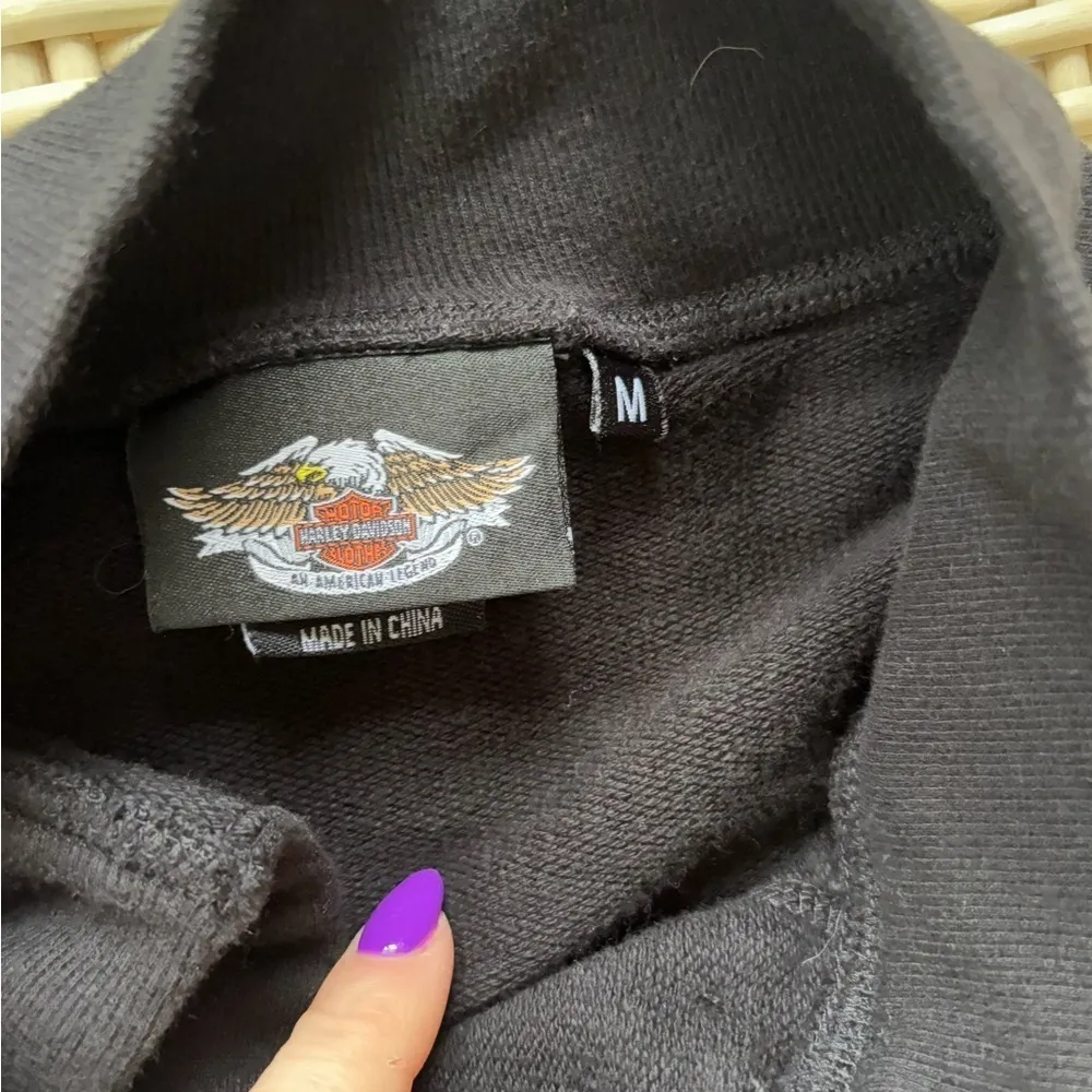 Harley Davidson Military Style Sweatshirt Jacket medium motorcycle layered‎ Black - Image 7