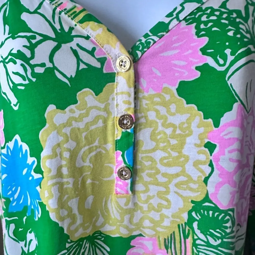 Lilly Pulitzer Palmetto Hibiscus Pima Cotton Floral Green Tropical Dress - Sz S - Image 7