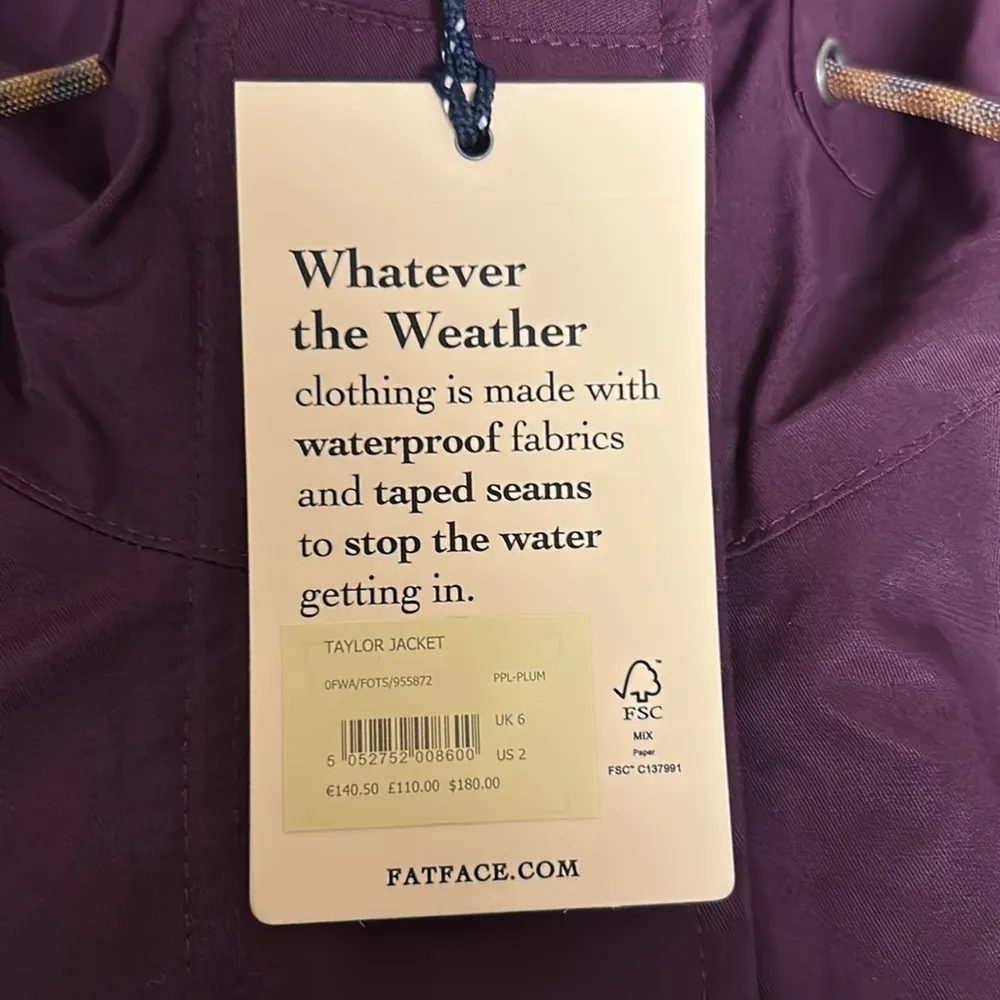 NWT  Women’s Waterproof Purple and Brown Taylor Rain Jacket - Image 6