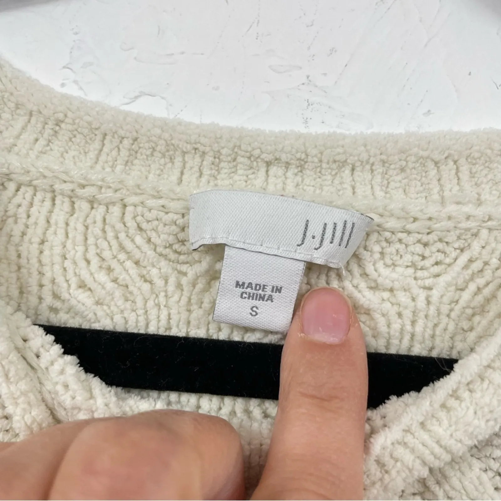 J Jill Cream Cable Knit Soft Pullover Sweater Womens S Chenille Cozy Oversized - Image 2