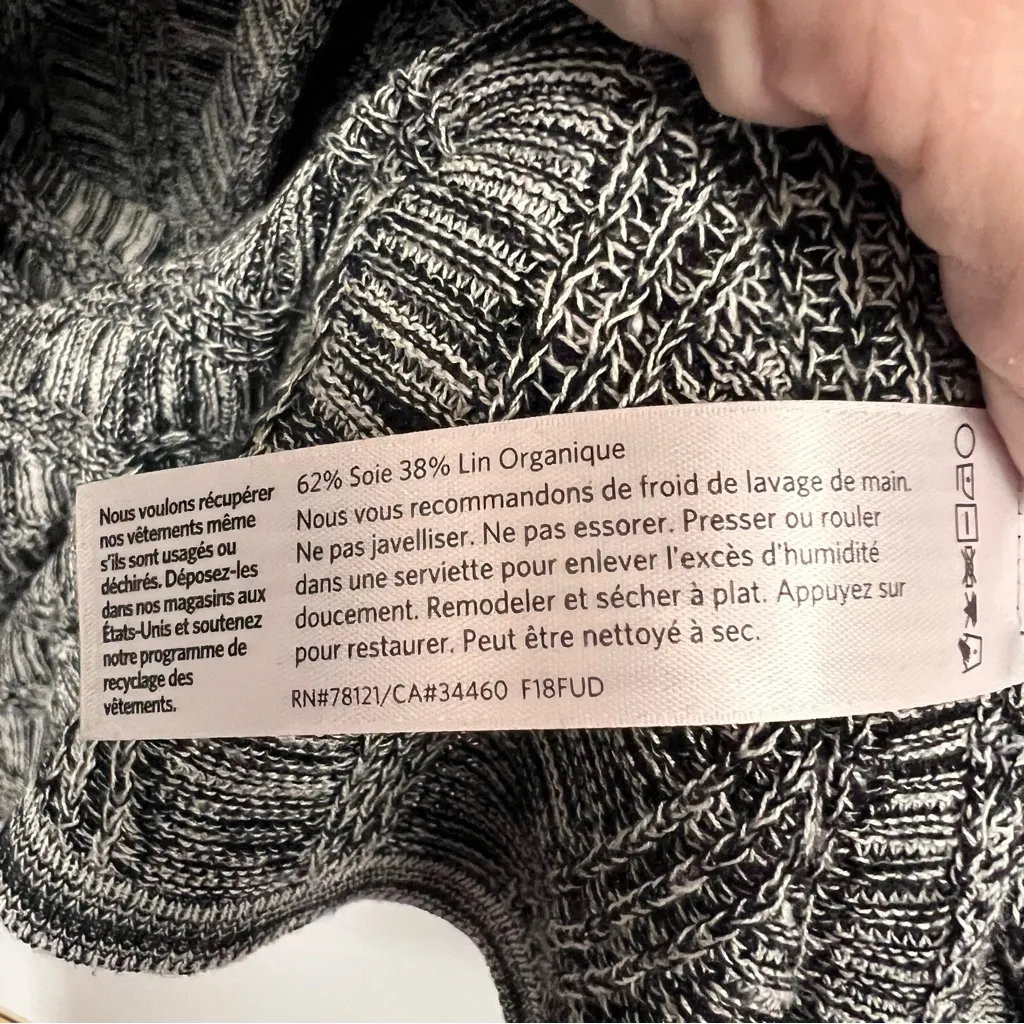 Eileen Fisher Gray Silk Linen Knit Cross Body Surplice Wrap Sweater Size XL - Image 9