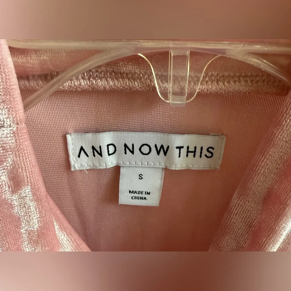 And Now This Blushing Bloom Crushed Velvet Pastel Pink Bodysuit NWT - Image 2