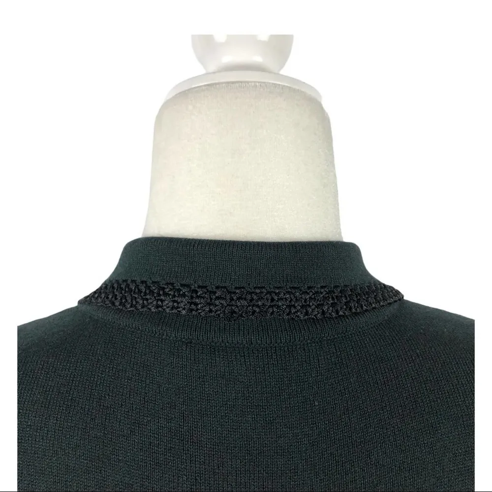 Etcetera Black Knit Silk/Cashmere blend Granny Cardigan with Crochet Trim XL - Image 4