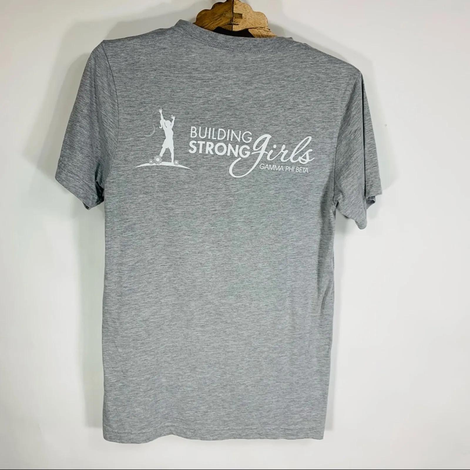 Gray Gamma Phi Beta V Neck Tshirt Small - Image 5