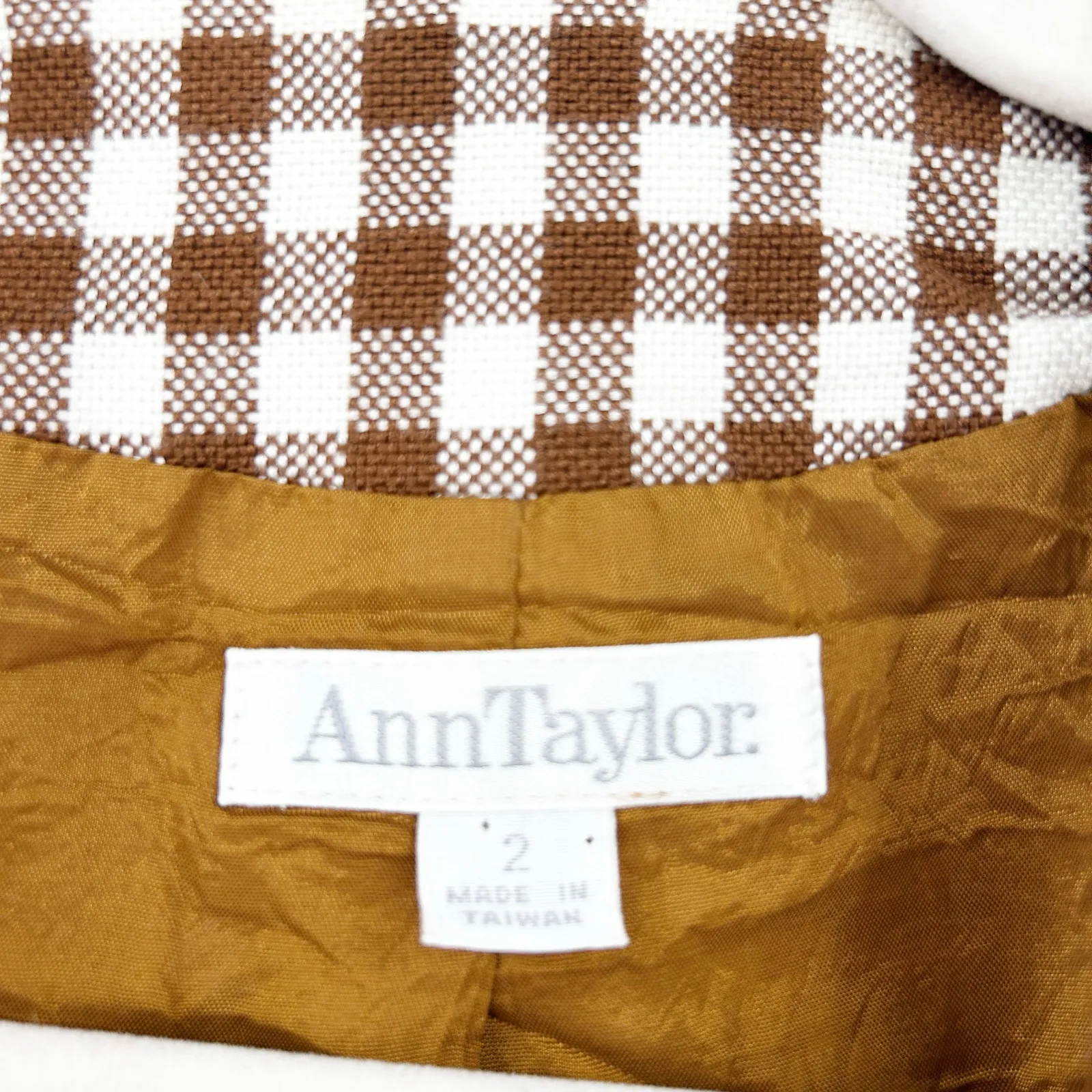 Ann Taylor Womens Vintage Career Academia Gingham‎ Plaid Preppy Blazer Size 2 - Image 3