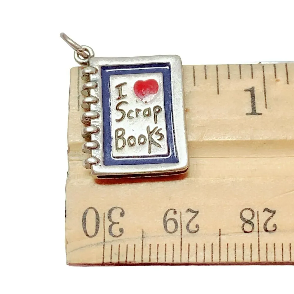 925 Sterling Silver bracelet With 3D Blue And Red Enameled Binded Book Charm - Image 3