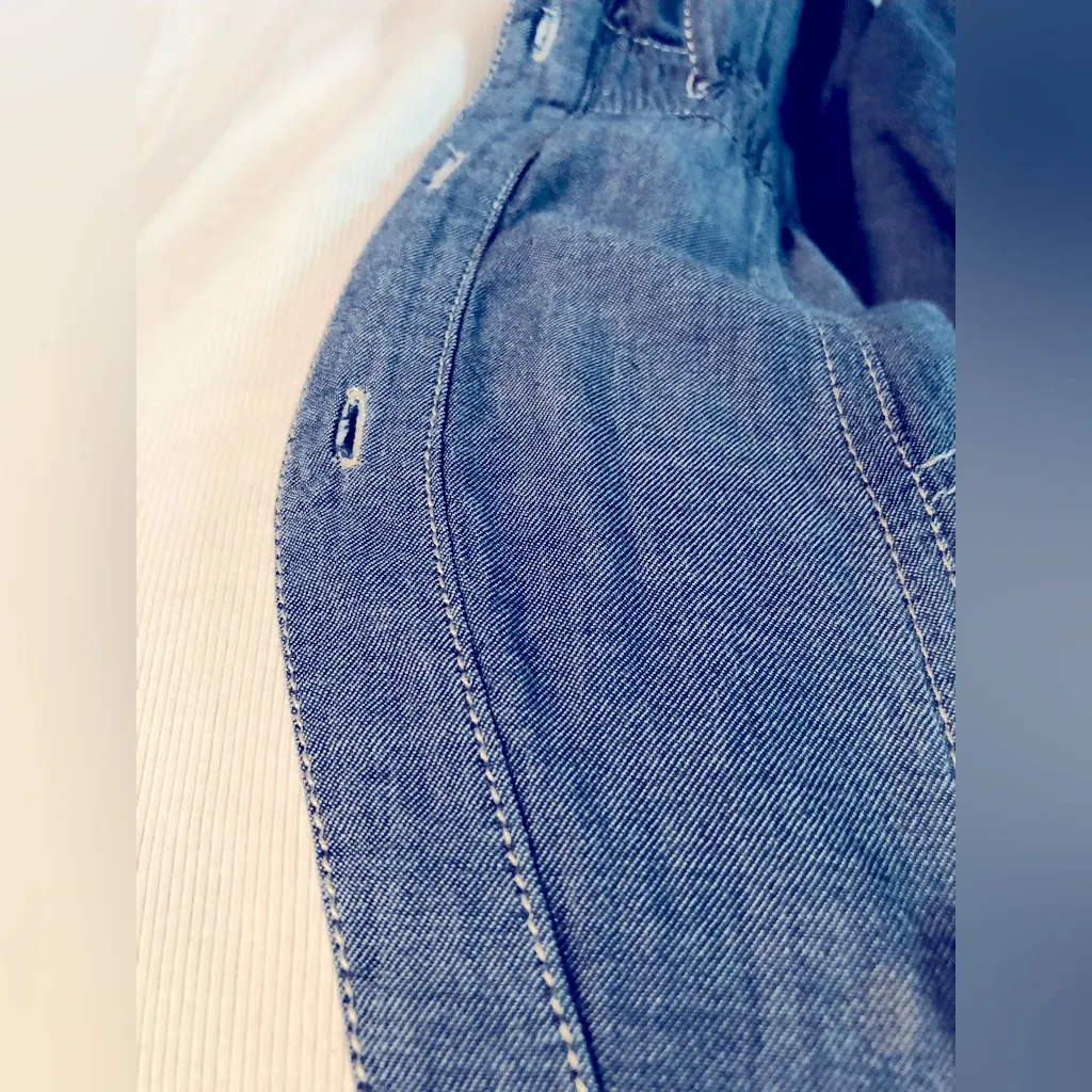 Prototype Authentic Lightweight Denim Chambray Top w/Cinched Tie Waist Blue Size L - Image 5