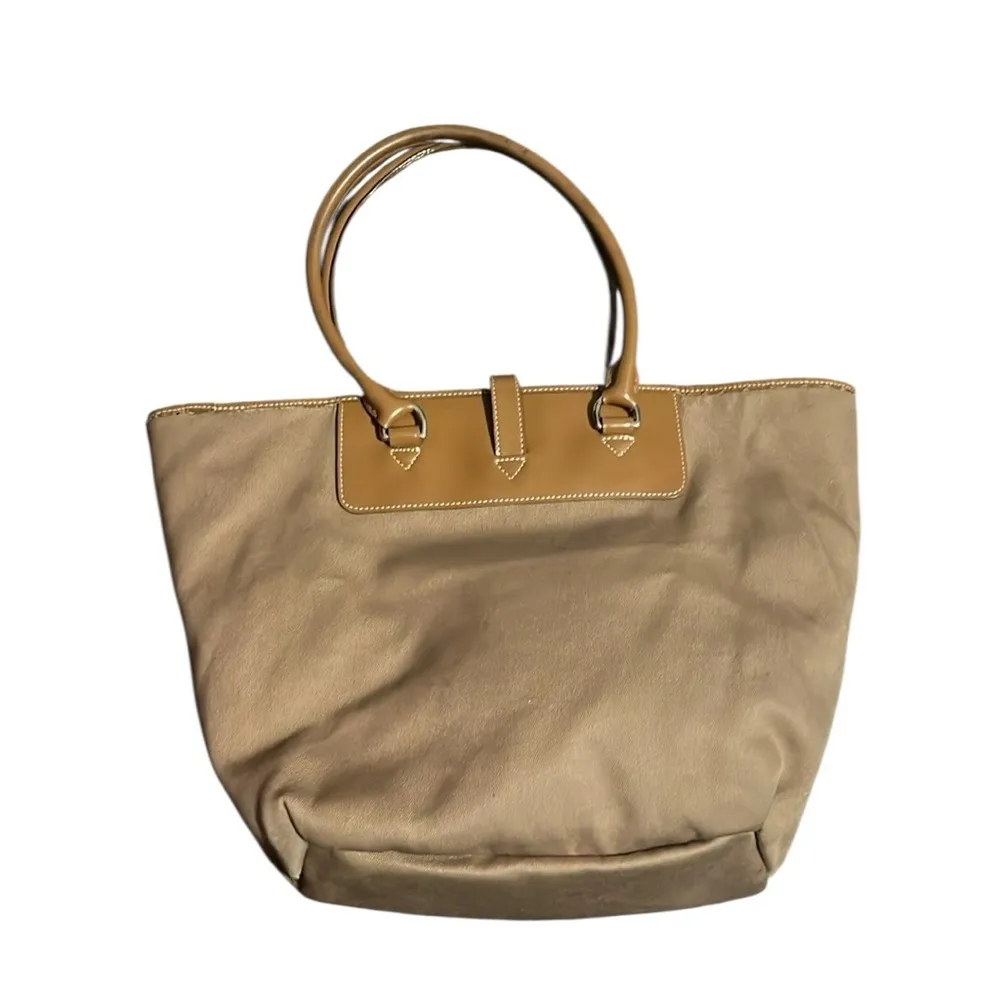 Dooney & Bourke Vintage Tan Tote Bag made in USA with original metal hangtag - Image 2