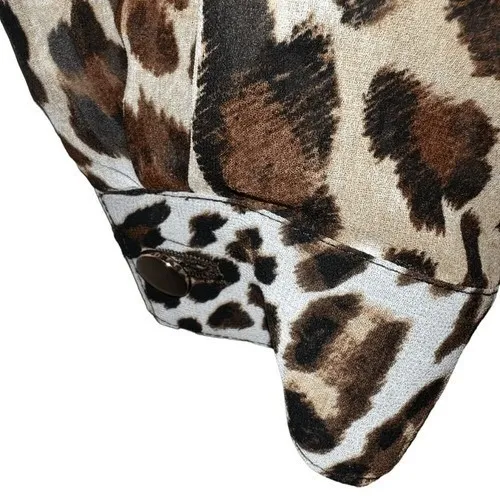 CACHE  Leopard Sheer Blouson Full Zip Front Gold Zipper Tab Sleeve Jacket EUC 12 - Image 7