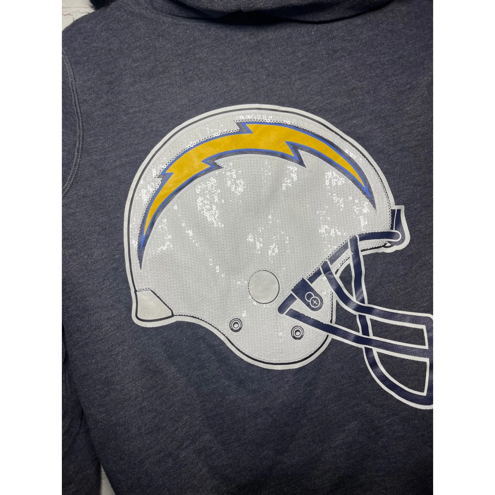 VTG Victoria's Secret PINK San Diego Chargers NFL Football Hoodie Fur Trim Sz SM Gray - Image 4