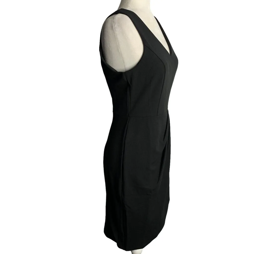 Missjoy Wrap Skirt Sheath Dress S Black V Neck Sleeveless Zip Pleated Draped Size undefined - Image 7