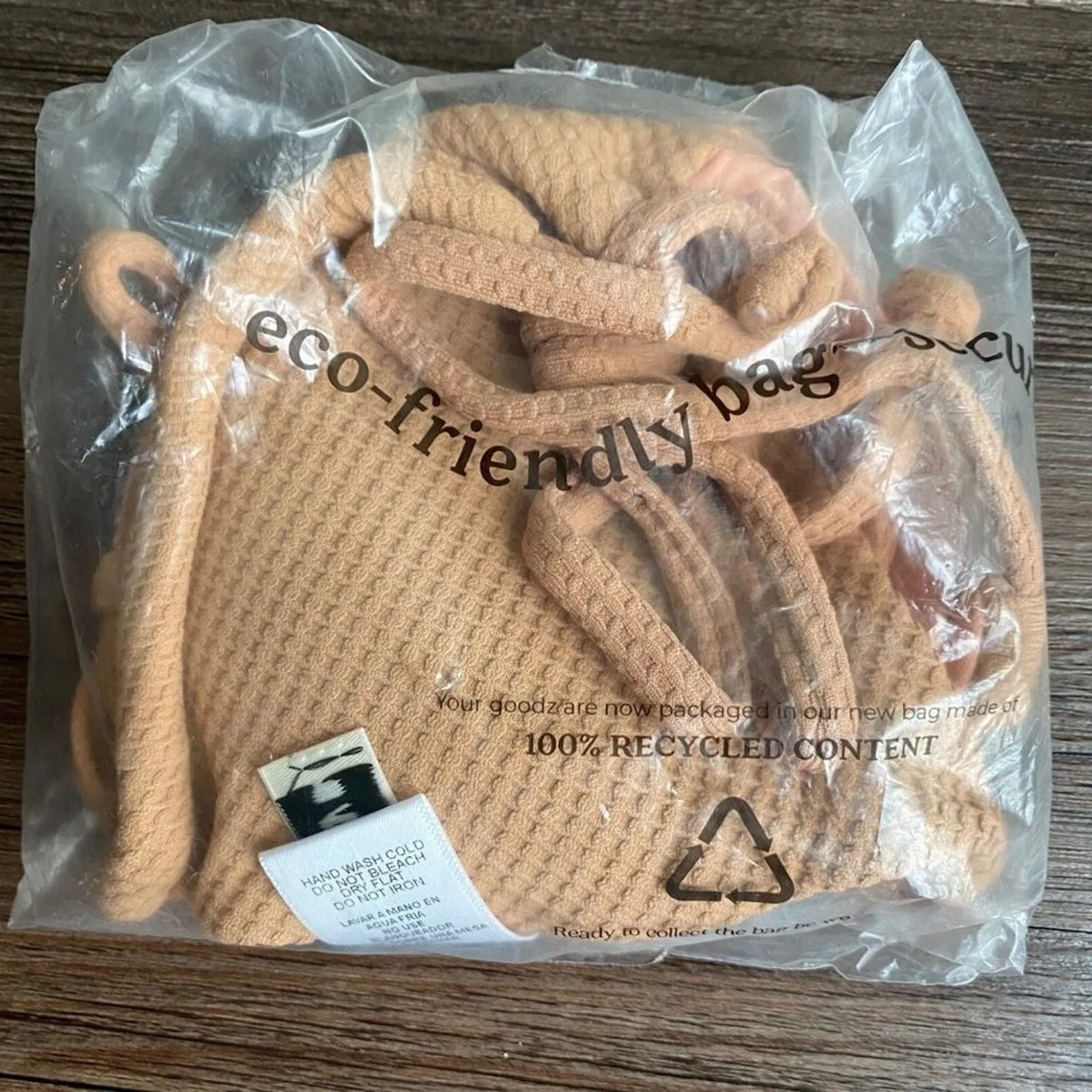 Dippin Daisy's Bikinis Chase Terry Triangle Bikini Top Peach XS NWT Beach Resort Tan - Image 2