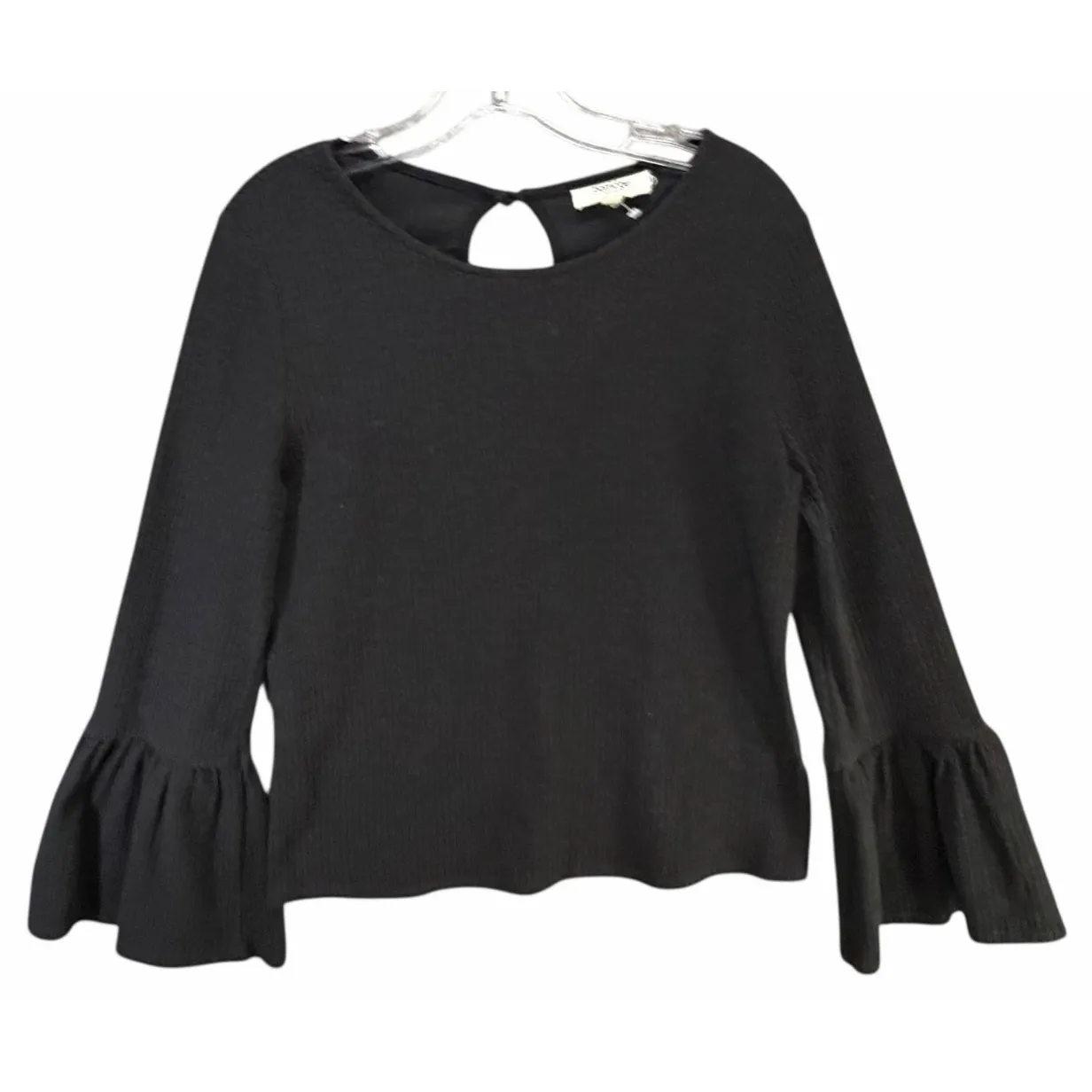Anthropologie Porridge Joan Bell Sleeved Top Womens M Black Ribbed Boho Chic Size M - Image 2