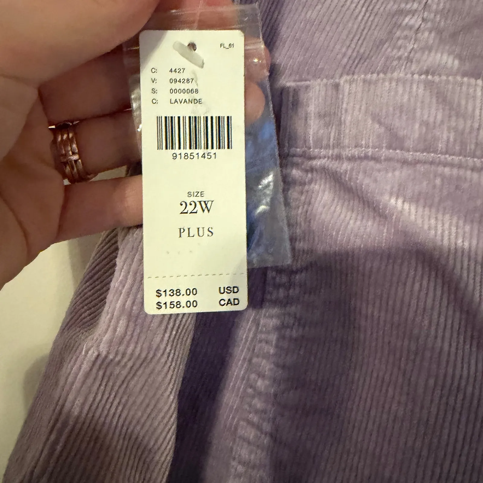 Maeve by Anthropologie The Colette Wide Leg Purple Corduroy Pants NWT Size 22W - Image 9