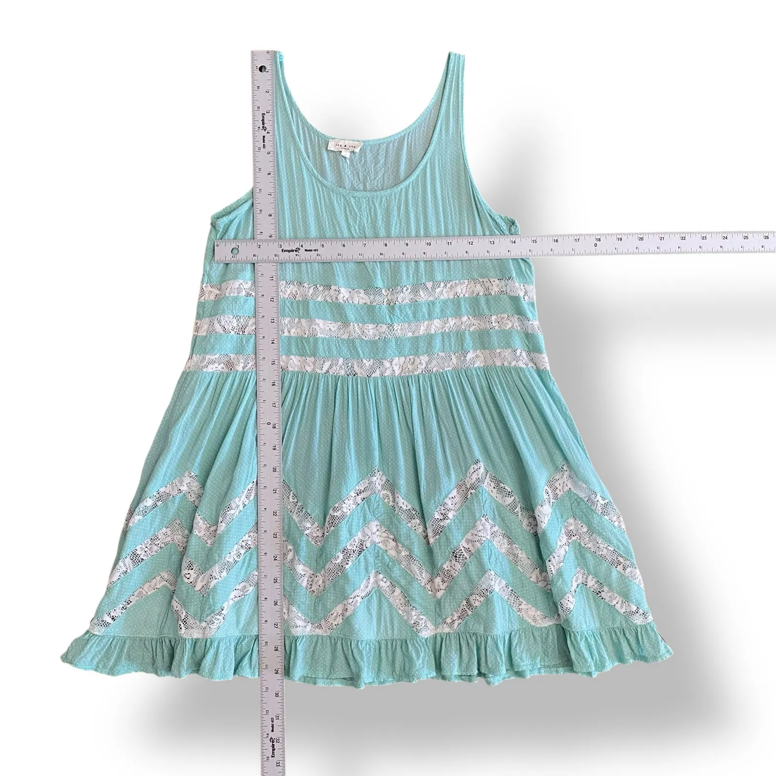 Tea & Cup Mint Green Lace‎ Tank Dress Small S Sleeveless Boho Festival Beachy - Image 3