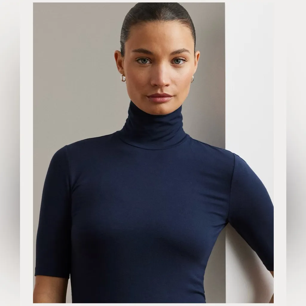 Lauren Ralph Lauren Navy Half-Sleeve Bodysuit, size XL, NEW - Image 4