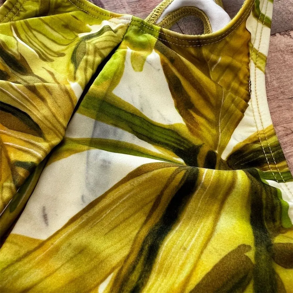 Robin Piccone Women's One Piece Swimsuit Size 4 Green/Yellow Botanical Print - Image 2