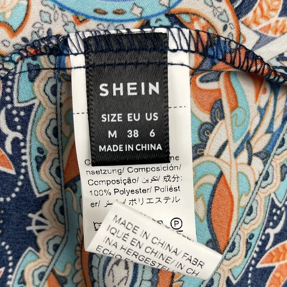 Shein Medium 6 Flowy Abstract Floral Print Dress Side Cut Outs Summer Vacation - Image 4