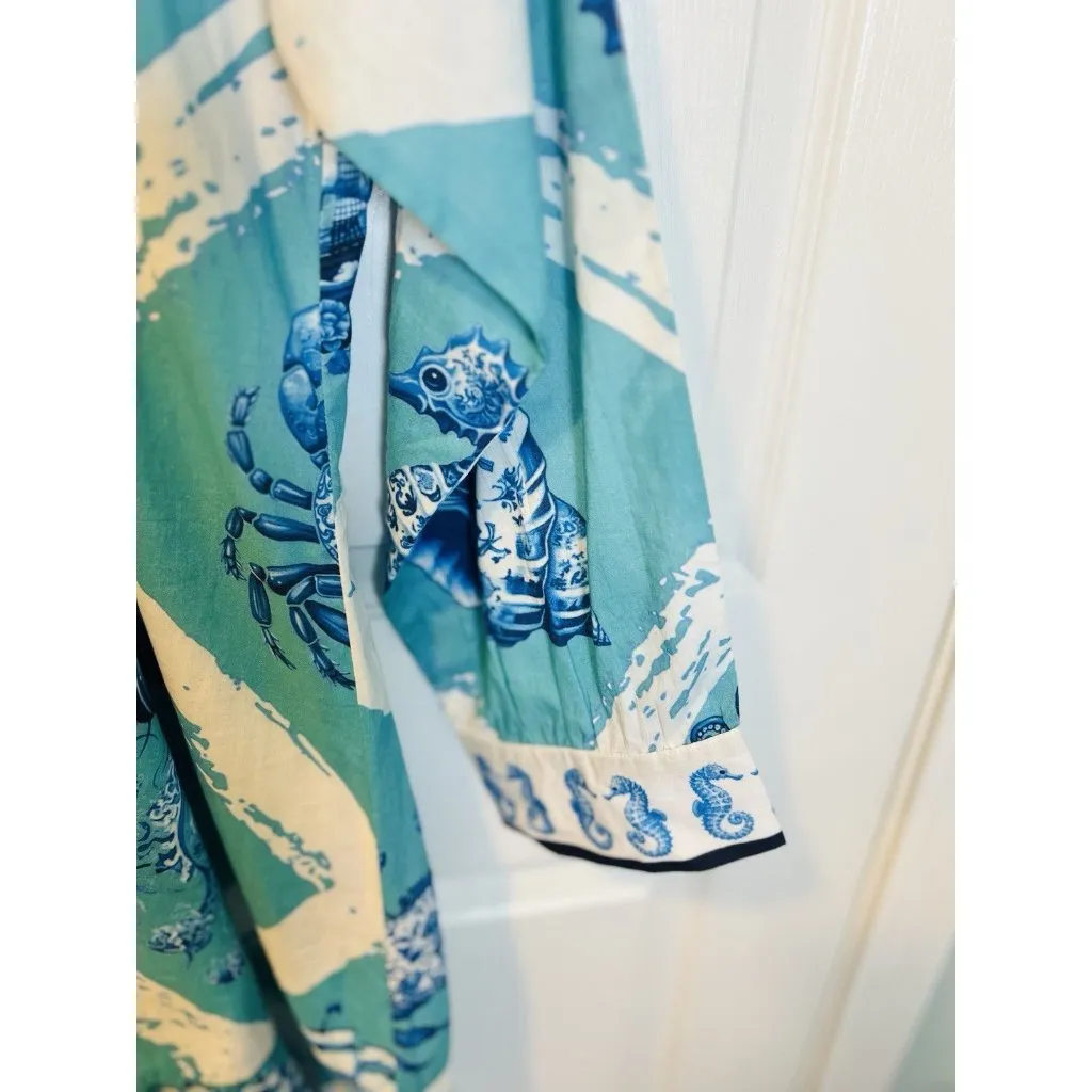 IslaPayal Malta Mini Treasure Island Turquoise Dress Size Small Nautical Coastal Blue - Image 2